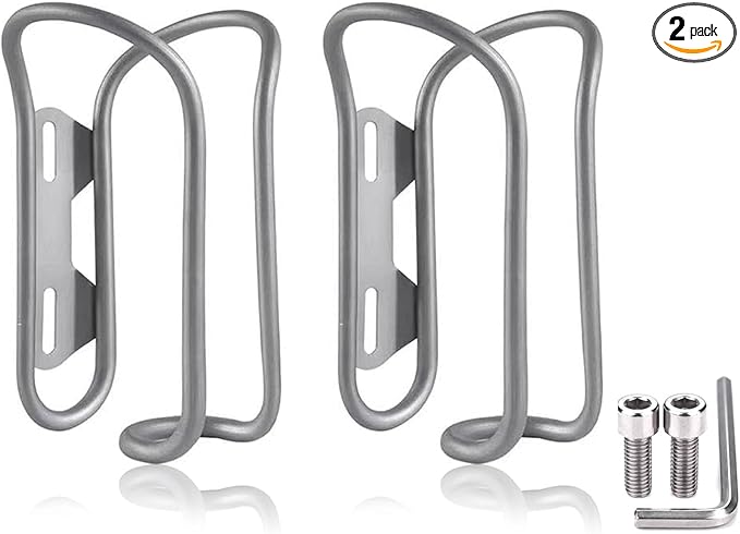 Titanium Bike Water Bottle Cages, 2-Pack, Lightweight and Durable Alloy Holder for MTB and Road Bicycles - Silver (01 2Pack)