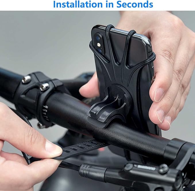 Bike Phone Mount 2 Pack, Universal Motorcycle Phone Holder for Bike, 360°Rotation Silicone Bicycle Phone Holder Handlebar Phone Mount Compatible with iPhone, Samsung, All Smartphones