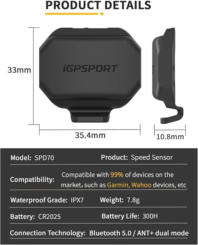 iGPSPORT BSC100S GPS Bike Computer Wireless, 2.6'' LCD Display 40H Rechargeable Waterproof Cycling Computer Bluetooth ANT+
