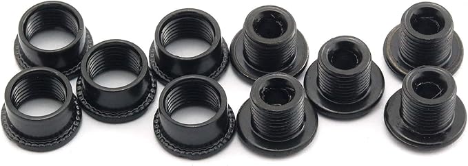 Ruiling 5pcs MTB Chainring Screw Mountain Road Bike Refitting Crankset Parts 4.9mm Fixing Bolts for Single Chainwheel Black