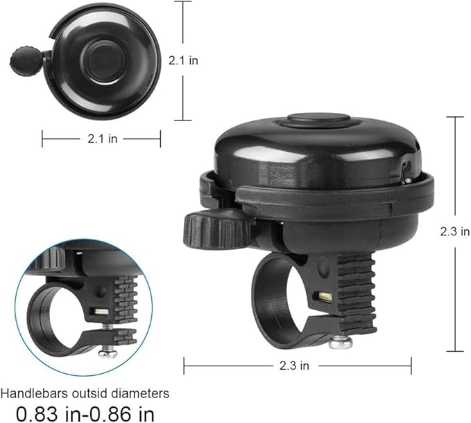 Classic Bike Bell for Adults Kid, 2PCS Bicycle Bell, Loud Crisp Ding Clear Sound Road Bike Bell for Mountain Bike, City Bike, Sports Bike, Cruiser Bike (Black)