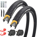 SIMEIQI 2 Pack 24/26/27.5x1.95 26x2.1 29x2.125 Inch Anti-Puncture Tires for Mountain Bike and Tubes Folding Replacement Bicycle Tyres for Hybrid Trails Commuter City Road