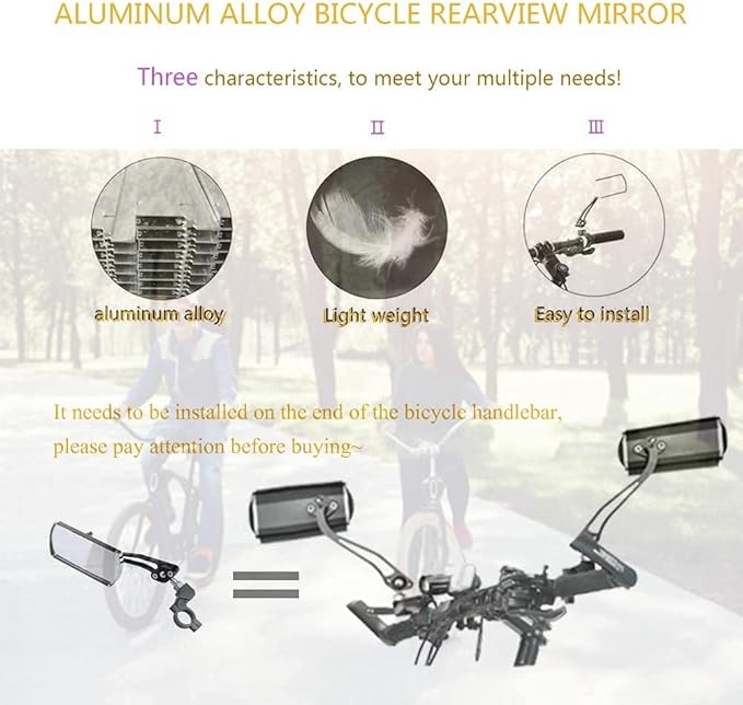 Bike Mirrors Handlebar Rearview Mirror, Bicycle Mirrors for Handlebars 2 pack, Bike Mirrors for Handlebar for Electric Bike, Mountain Bike, and Fixed Gear Bike (black1)