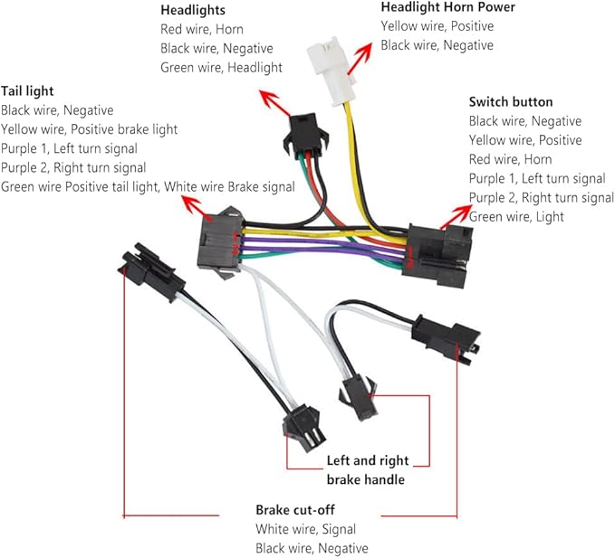 TEQIN Ebike Headlight and Tail Light Sets, 24V to 48V Front Rear Warning Lights Kit, LED Night Spotlight Cycling Modification Parts 24-48V