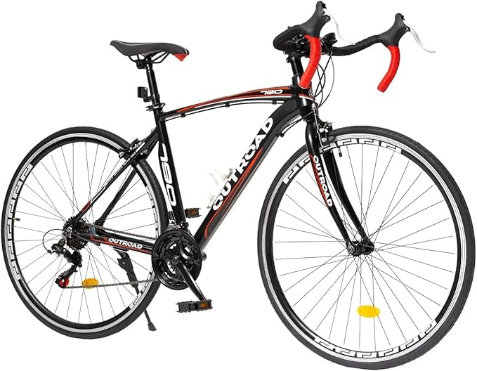 Outroad Hybrid Bikes, 26 inch 14/21 Speed 700C Wheel Road Bike with Light Aluminum Alloy Frame Commuter Bicycle with Dual Disc/V Brakes for Adult Women and Men Blue,Red,Black,White