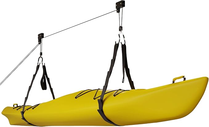 Kayak Storage Hoist - Overhead Pulley System with 125lb Capacity for Canoes, Bikes, Ladders, and More - for up to 12-Foot Ceilings by Rad Sportz