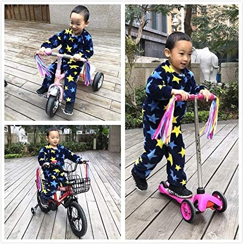 kortes 1 Pack Kids Bike Bell and 2 Pack Kids Bike Streamers for Children's Bike Accessories (Pink, Red,& Blue)