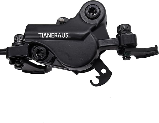 Mountain Bike Hydraulic Brake 2-Pistons, Left Front 1000mm Right Rear 2000mm Adapter Aluminum Alloy Hydraulic Bike Brakes, PM Adapter, Resin Pads, Black (Front&Rear PM)