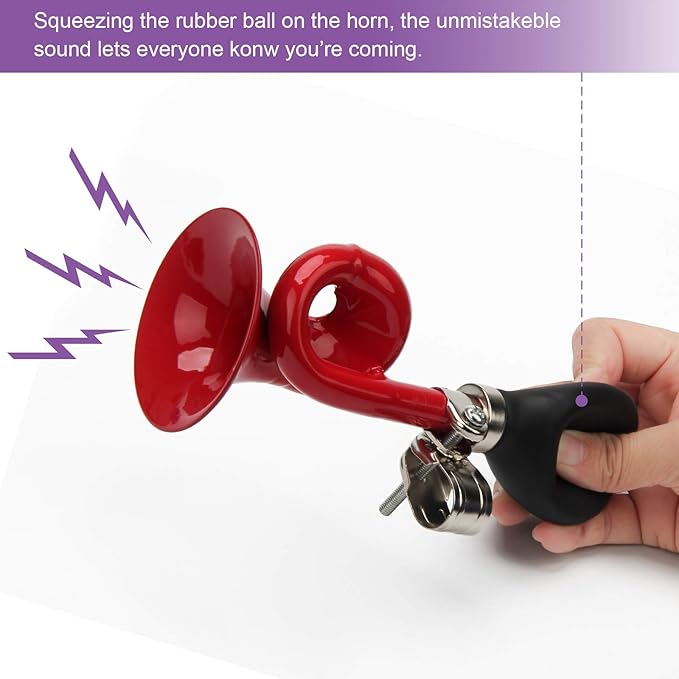 Coolrunner Bugle Horn, Retro Clown Horn, Kids Bike Horn, Classic Vintage Metal Twist Loudspeaker Siren Hooter Snail Air Horn for Vehicles Bicycles Golf Cart