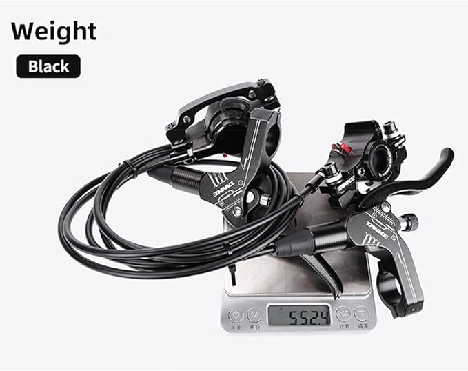 FukkeR Bicycles Mechanical Left Rear Disc Brakes Kit 1250mm Mountain Bikes Aluminum Alloy Hydraulic Disc Brake Set with is/PM Adapter Fit Mountain Bikes XC Trail Fat Bikes