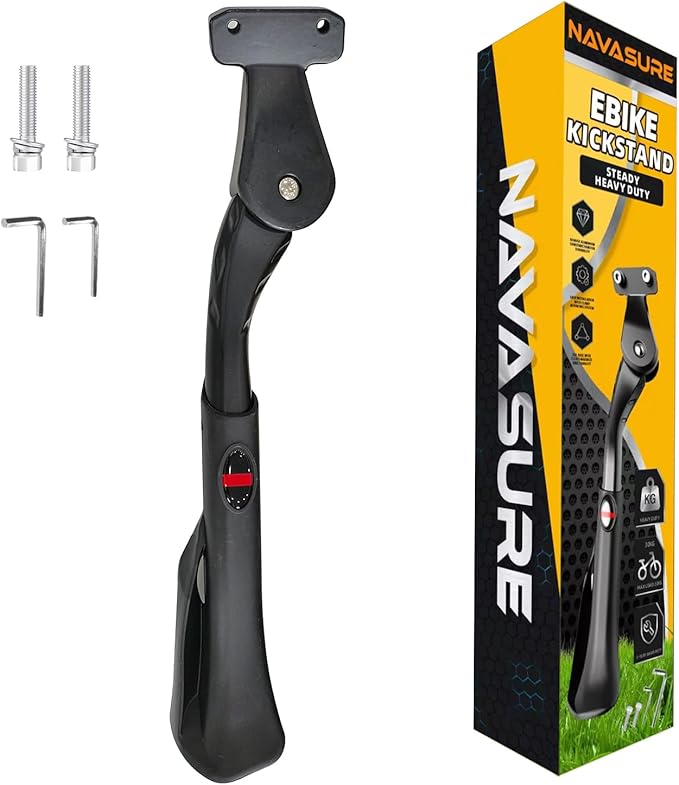 Bike Kickstand 24"-29", Adjustable Height, for Adult Bikes, Kids Bikes, Electric Bikes, Mountain Bikes, Fat Tire Bikes, Motorcycles, Requires 2 Holes in Chainstay (40mm Apart)