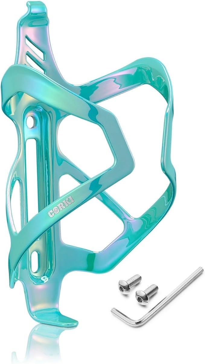 Corki Cycles Heavy Duty Bike Water Bottle Holder, Lightweight Aluminum Cage Shockproof Design for Road Mountain Gravel Bikes, Holds 18-30 oz, 1-Pack Colorful Aqua