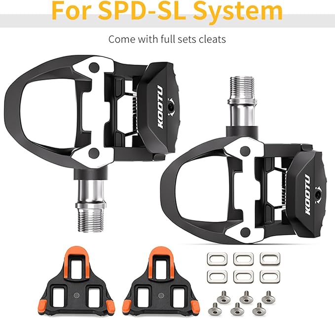 KOOTU KEO Bike Pedals 9/16" Universal Road Bike Pedals Bicycle Platform Pedals Clipless Pedals Suitable for Road Bike Spin Bike MTB Indoor Bike