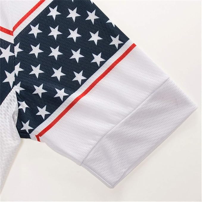 JPOJPO USA Cycling Jersey Men Short Sleeve Bike Shirts Biking Jersey Summer American Bicycle Tops with 3 Pockets Reflective