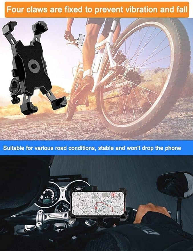 2025 Upgraded Bike Phone Mount, Easy Install and Quick Release Bicycle - Motorcycle Handlebar Phone Mount Holder, Bike Phone Holder for iPhone and More 4.7-6.8 inch Cell Phone