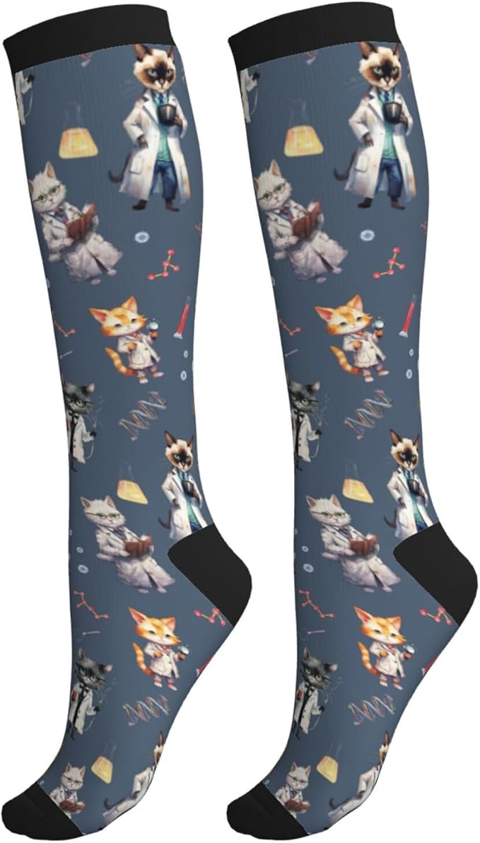 bassyil Compression Socks for Women & Men Circulation 15-20 mmHg Knee High Best Support for Nurses Travel Running Athletic