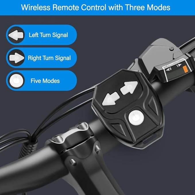 Bike Tail Light with Turn Signals USB Rechargeable Wireless Remote Control IPX4 Waterproof Ultra Bright LED Safety Warning Bike Taillight for Night Riding