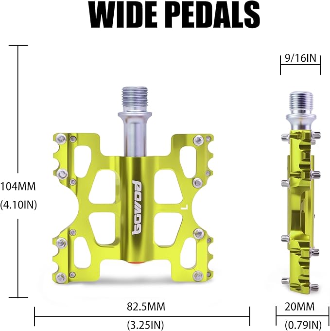 Bike Pedals 9/16" Lightweight Non-Slip Bicycle Platform Pedals - Fits Most Adult Bikes & Mountain Bikes &MTB, Road Bikes and Slip-Resistant Design