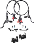 BUCKLOS Black MTB Hydraulic Disc Brakes Mountain Bike Hydraulic Brake Set and 2 Pair Resin Bike Disc Brake Pads Compatible with Shimano Deore XT XTR LX SLX Hone Alfine Saint Disc Brake