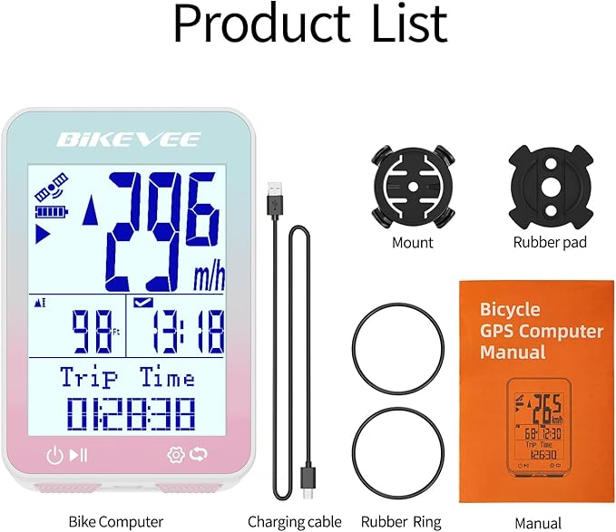GPS Speedometer & Odometer - Wireless Bike Computer, Auto Start/Stop, Auto Backlight, IPX7 Waterproof, 2.4" LCD, Cycling Tracker in MPH & KM/H
