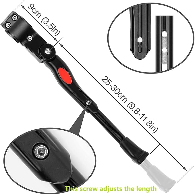 Bike Kickstand, Adjustable Aluminum Alloy Bicycle Kickstand for Road Mountain Bike, Fit 20" 24" 26", Black