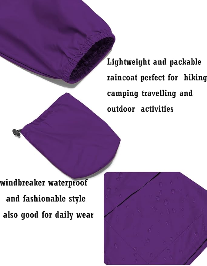 Avoogue Raincoat Women Lightweight Waterproof Rain Jackets Packable Outdoor Hooded Windbreaker