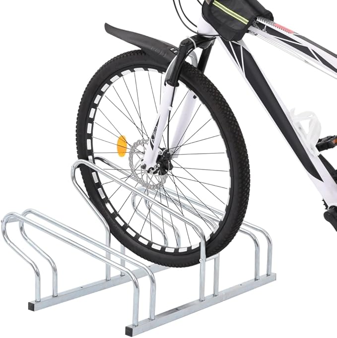 Galvanized Steel Floor Freestanding Bicycle Stand for 3 Bikes, 3 Bikes Floor Bike Stand, Bike Floor Parking Rack for Indoor & Outdoor Garage Storage,-872