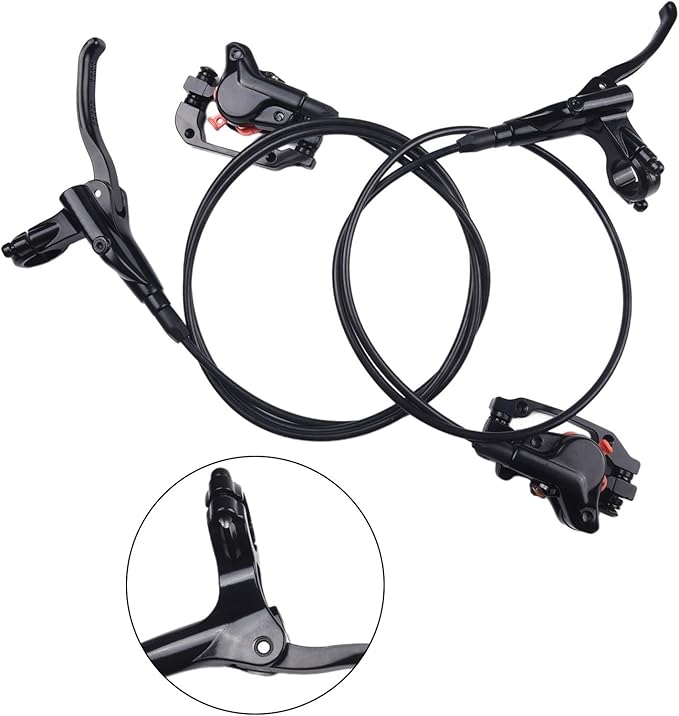 Hydraulic Disc Brake, Bike Brake Hydraulic Disc Oil Brakes With Lever Set Pre-Filled With 2 for Rotor for Mountain Bike X-C Trail, e-Bike, Fat Bike(left rear right front)