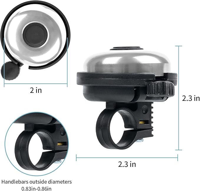 Classic Bike Bell, Aluminum Bicycle Bell, Loud Crisp Clear Sound Bicycle Bike Bell for Adults Kids