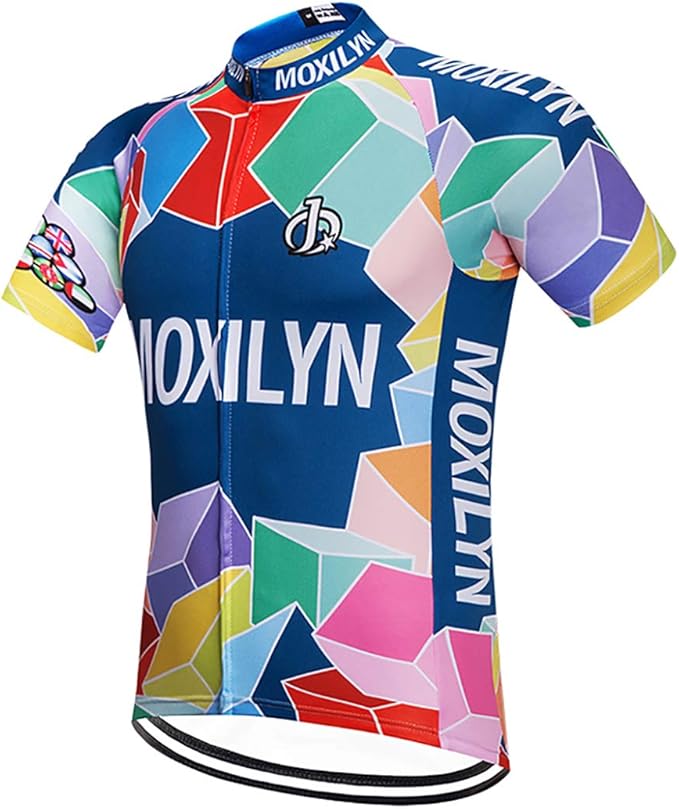 MOXILYN Men's Cycling Jersey Full Zip Riding Clothing Mountain Bike Tops Quick Dry - Bike Shirts