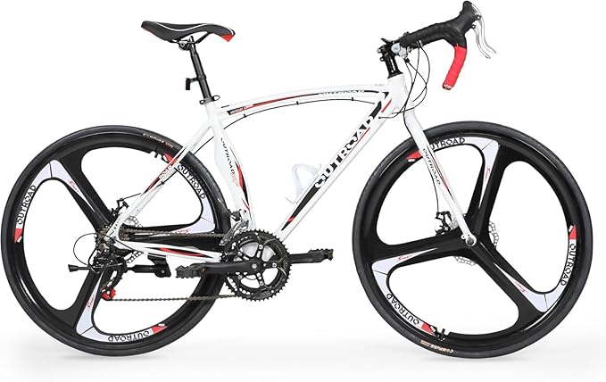 700C Lightweight Aluminum Road Bike – 14-21 Speed Commuter Bicycle with Dual Disc/V Brakes for Men & Women (Black, Red, Blue, White)