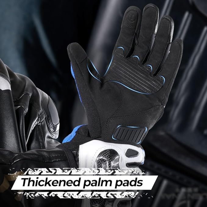 WTACTFUL Goatskin Leather Carbon Knuckle Motorcycle Gloves for Ultimate Protection and Comfort