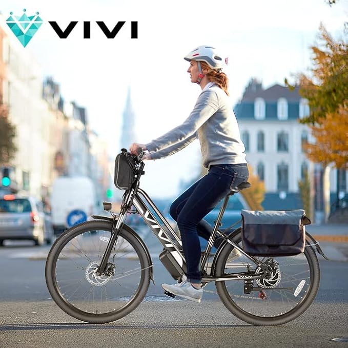 Vivi MT26GUL Electric Bike 26" Step Through Electric Bicycle with Removable 48V 374.4Wh Battery, 750W Peak Motor, 21.7Mph Top Speed, Up to 50 Miles, Cruise Control, 7 Speed, SGS Certified to UL2849