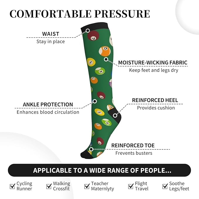 bassyil Compression Socks for Women & Men Circulation 15-20 mmHg Knee High Best Support for Nurses Travel Running Athletic