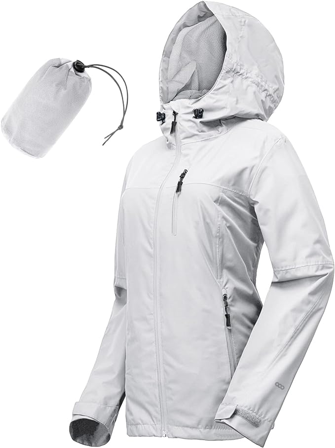 33,000ft Packable Rain Jacket Women Lightweight Waterproof Raincoat with Hood Cycling Bike Jacket Windbreaker