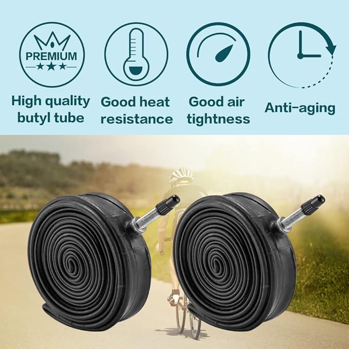 2 Pack 700x23C/25C/28C/35C/38C Bike Tires Plus Bike Inner Tubes Presta Valve 48mm or Schrader Valve 48mm Foldable Replacement Tires for Road Bicycle