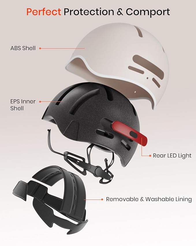 Bike Helmet for Adults with Rechargeable Rear Light, Adjustable Cycling Helmet for Men Women Youth - Safety Certified for Bicycle, Skateboard, Road Bike & Commuting
