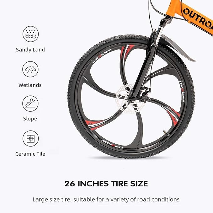 26 ich Folding Mountain Bike, 21 Speed High Carbon Steel Mountain Bike for Adults with 26 Inches Durable Tires, Front Suspension Folding Bicycle for Women and Man | 26 ich, High Carbon Steel, Durable Tires, Front Suspension, Folding Bicycle
