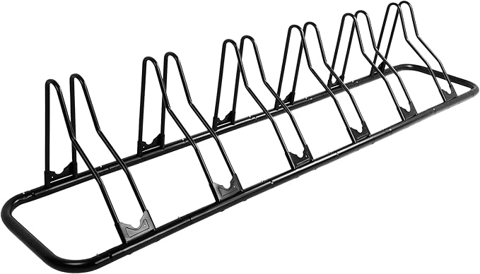 CyclingDeal Bike Rack Floor Parking Bike Stand for up to 6 Bicycles | Indoor, Home & Garage Storage Rack | Stable & Secure Bicycle Stand w/ Tire Grooves Up to 29", Holding Plates & Custom Spacing