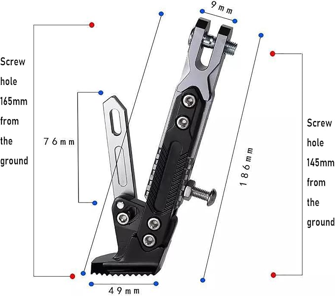 Motorcycle Adjustable Kickstand for Ducati Streetfighter V4/V4S 2020-2024, Aluminum Side Stand Folding Retractable Support Leg, Motorbike Support Parking Tripod Support Stand,B Black