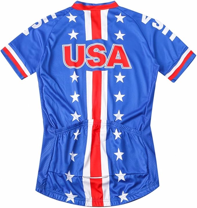 Weimostar Men's USA Cycling Jersey Short Sleeve Biking Shirts Breathable with Pockets