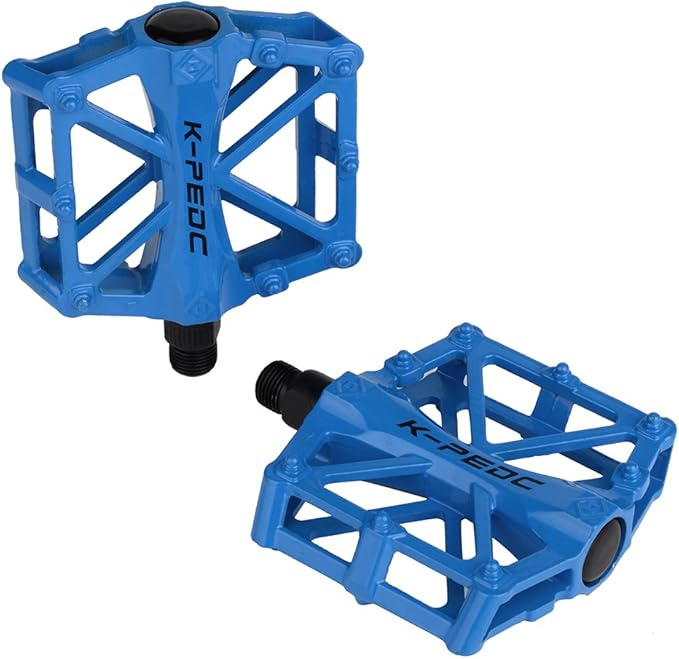 Aluminium CNC Bike Pedals 9/16", Lightweight Mountain Road Bike Pedal with 16 Anti-Skid Pins Bicycle Pedals for MTB BMX