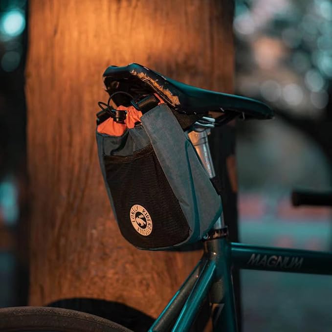 ULAC NEO PORTER C-HOLD Bike Feed Bag for Top Tube, Handlebar, Stem and Saddles (Navy-Orange, Large)