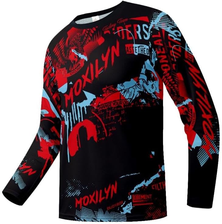 Men's MTB Shirt Long Sleeve Off-Road Motocross Cycling Jersey Mountain Bike Shirts Quick-Dry Moisture Wicking