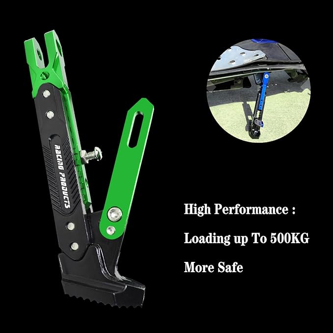 Motorcycle Universal Kickstand Adjustable Modified CNC Aluminum Alloy Adjustable Tripod Holder Kickstand Foot Side Support Stand Motor Scooter Motorbike Motocross Electric Dit Pit Bike （Red) (Green)
