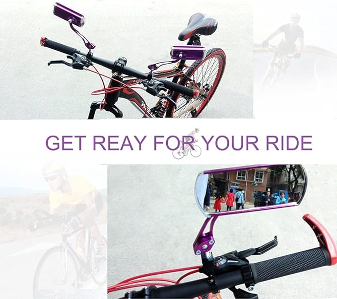 Bike Mirrors Handlebar Rearview Mirror, Bicycle Mirrors for Handlebars 2 pack, Bike Mirrors for Handlebar for Electric Bike, Mountain Bike, and Fixed Gear Bike (purple)