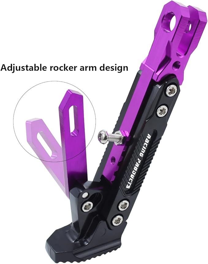 Universal Motorcycle Kickstand Adjustable Foot Side Support Parking Kickstand for Electric Motorbike Parking Foot Side Support Stand (Purple)