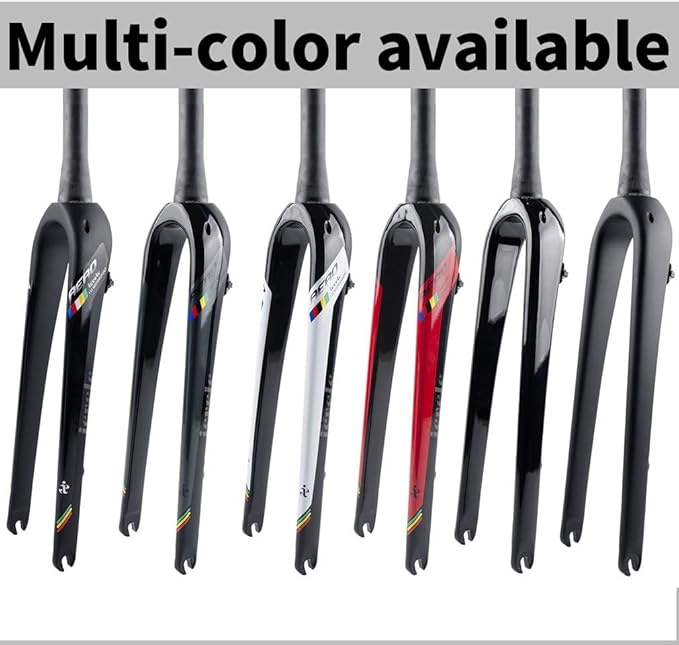 Gravel Bike Fork 700C Carbon Fiber Rigid Fork 1-1/8 Straight/Tapered Tube Disc Brake Road Bike Fork Lightweight 9mm QR Hard Forks(Glossy Black,Tapered)