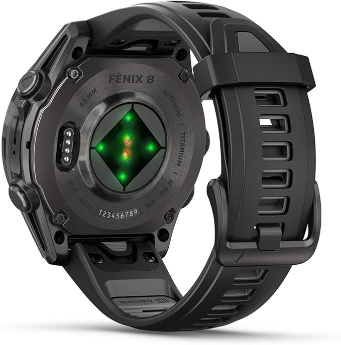 PlayBetter Garmin Fenix 8 AMOLED Sapphire (43mm, Carbon Gray DLC Titanium) Multisport GPS Smartwatch Bundle - 1.3” Touchscreen, Built-in LED Flashlight Wireless Running Earbuds