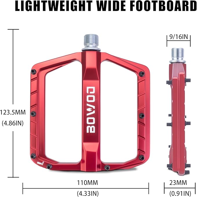 Bike Pedals 9/16" Lightweight Non-Slip Bicycle Platform Pedals - Fits Most Adult Bikes & Mountain Bikes &MTB, Road Bikes and Slip-Resistant Design